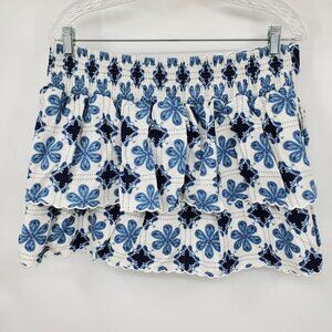 Aguabendita X‎ Target Coral Tile White and Blue Ruffled Pull On Skirt Large